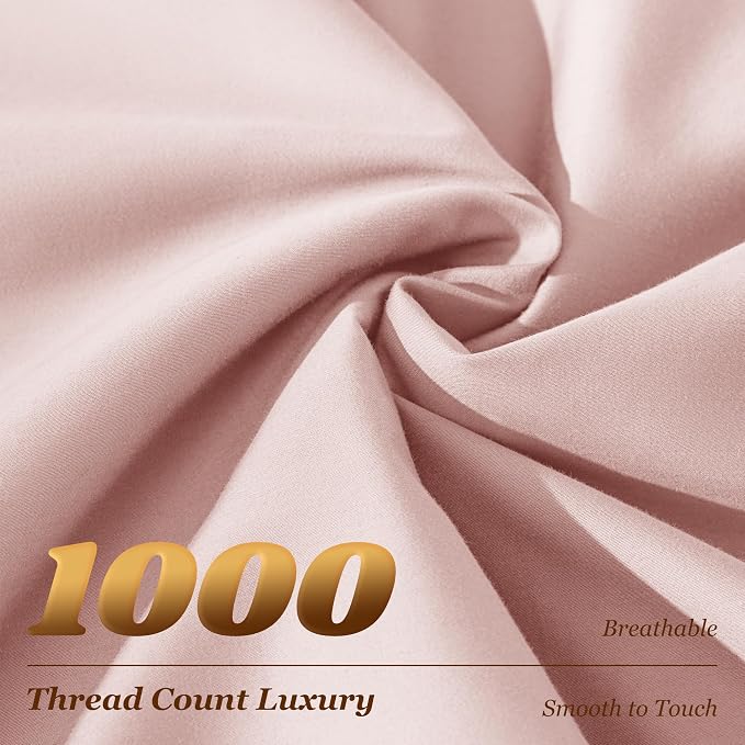 LBRO2M 100% Cotton Sheets Set Deep Pocket 19", 1000 Thread Count California - Image 4