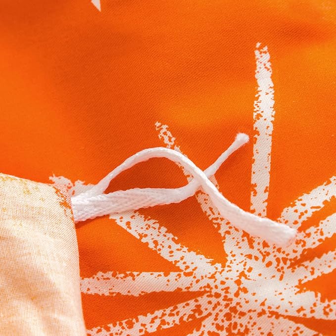 SUSYBAO Orange Flower Duvet Cover King 100% Cotton Burnt Orange Floral Duvet - Image 5