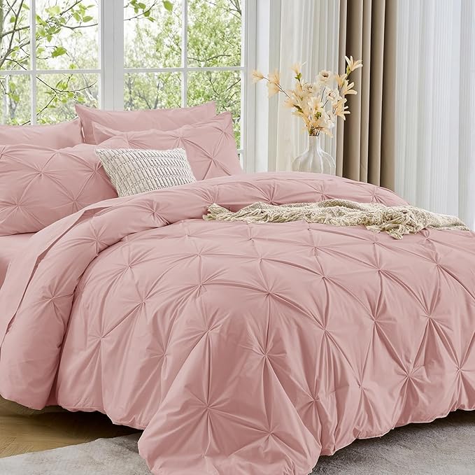Sasttie Twin XL Comforter Set, 5-Piece Bed in a Bag, Pintuck Bedding Sets by SASTTIE