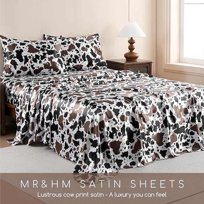 MR&HM Satin Bed Sheets with Elastic Corner Straps, King Size Sheets Set - Image 7