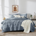 WDCOZY Boho Blue Grey Quilts Queen Size Bedding Sets by WDCOZY