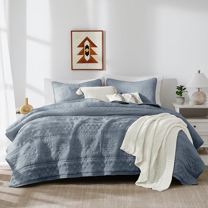 WDCOZY Boho Blue Grey Twin Quit Size Bedding Sets by WDCOZY