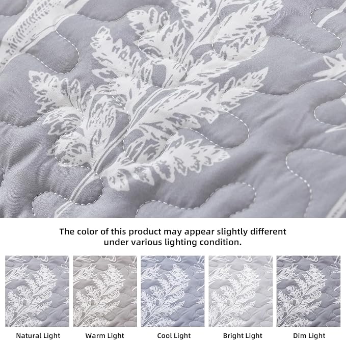 JANZAA Quilt King Size Grey Quilt Bed Spread Boho Quilt - Image 4