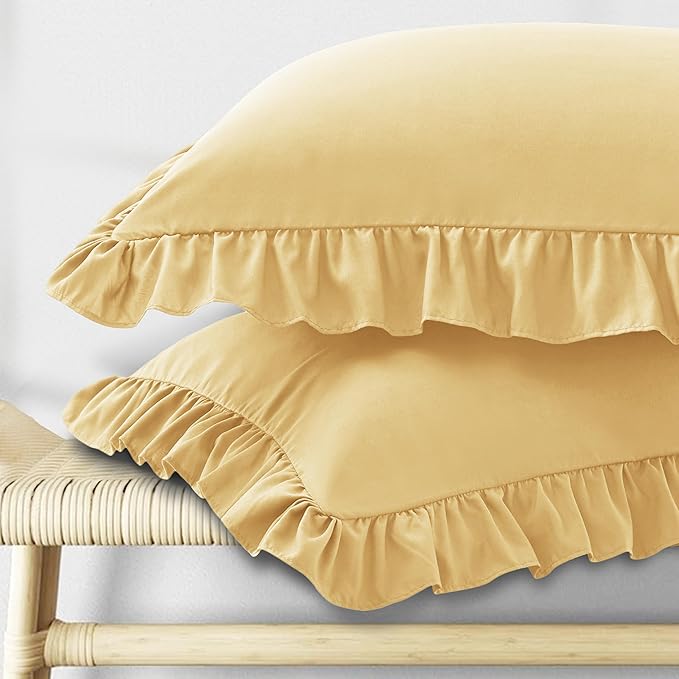 KKJIAF Ruffle Pillow Cases King Size Set of 2, Ruffled Pillow Covers by KKJIAF