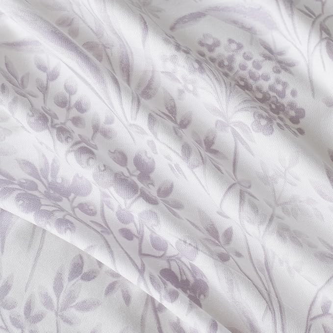 SUSYBAO Purple White Floral Duvet Cover Queen 100% Cotton 3 Pcs Set 1 White - Image 3