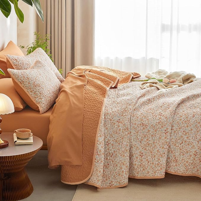 Wake In Cloud - Floral Quilt Set, Cute Vintage Flower Cottagecore Shabby Chic - Image 5