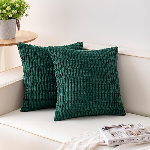Aegero Pack of 2 Christmas Green Corduroy Decorative Throw Pillow Covers 24x24 by Unknown