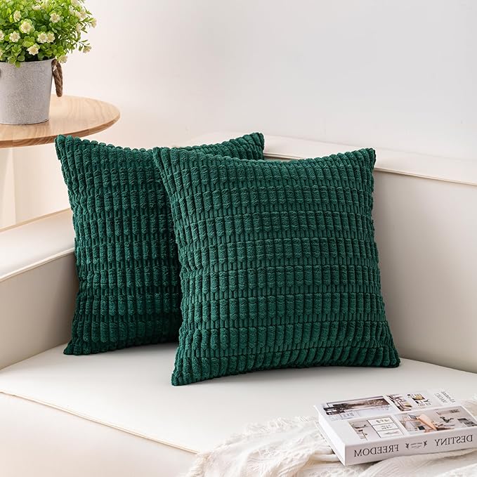 Aegero Pack of 2 Corduroy Decorative Throw Pillow Covers 26x26 InchSoft Striped by Unknown