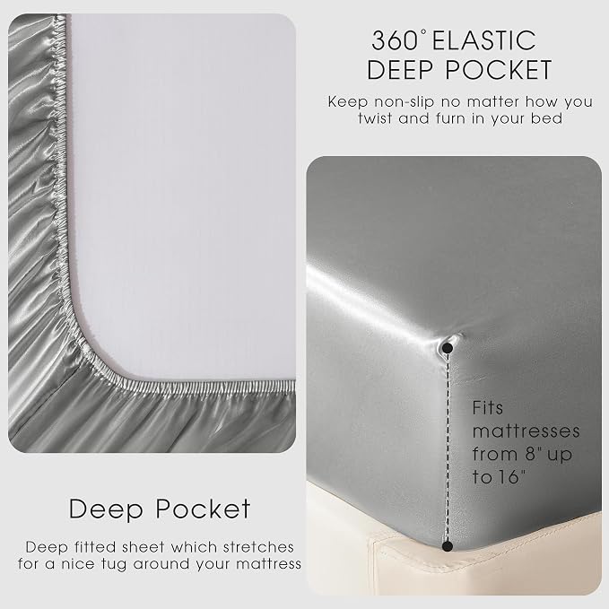 FreshCulture Satin Sheets Twin Size Bed Set - Image 4
