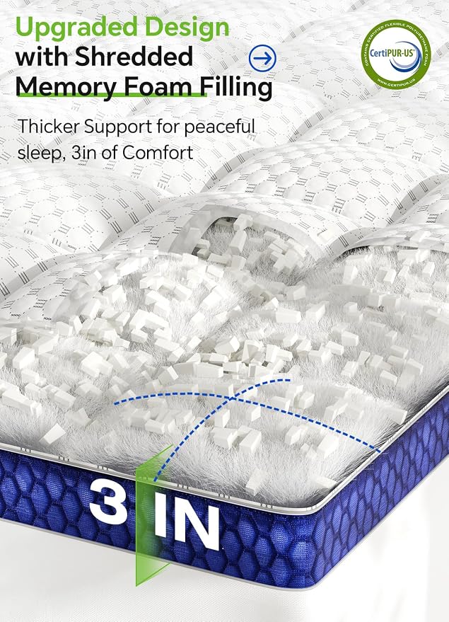 BEDELITE Twin XL Mattress Topper 3 Inch Thick Mattress Pad, Plush Pillow Top - Image 3