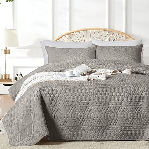 akkialla Full/Queen Size Quilt Bedding Set, Dark Grey Lightweight Microfiber by akkialla