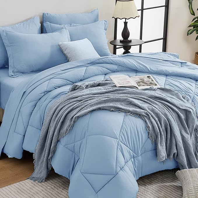 HEVUMYI Light Blue King Comforter Set by HEVUMYI