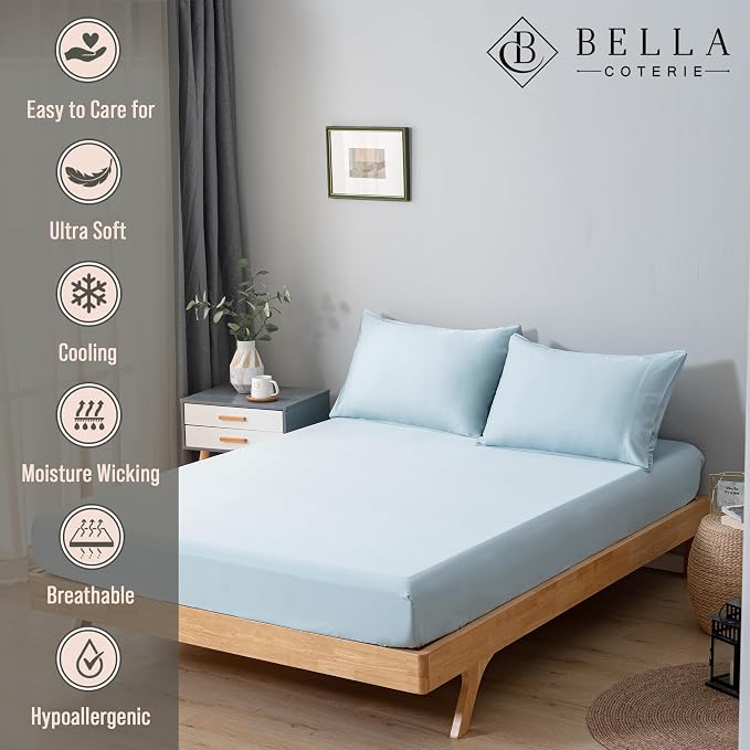 Bella Coterie King Size Fitted Sheet Only | Luxury Bamboo Viscose | 100% - Image 2