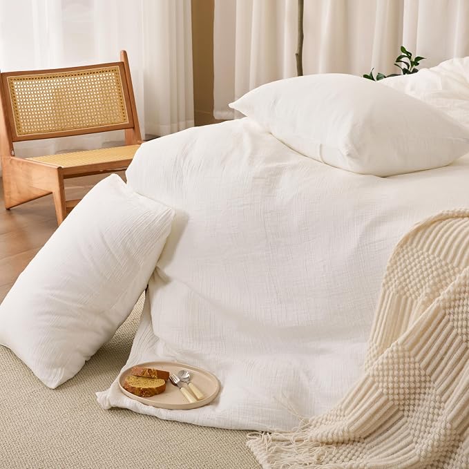 Off White Duvet Cover Queen Size, 100% Sandwashed Cotton Soft Queen Duvet Cover - Image 9