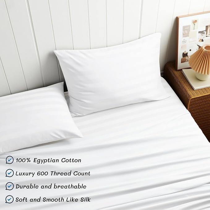 Cotton Flat Sheets Only, 600 TC 100% Cotton Flat Sheet Top Sheet Only, Twin - Image 2