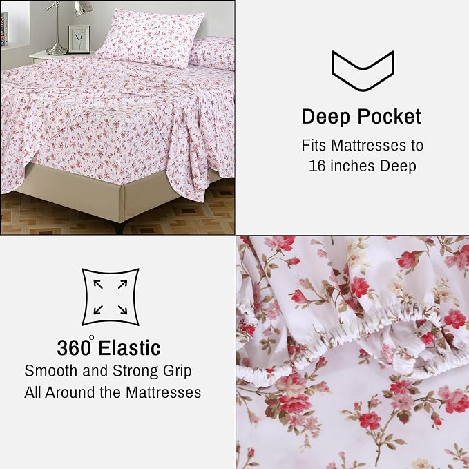 RUVANTI 100% Cotton Sheets – Split King Size Percale Bedding, Cooling & - Image 6