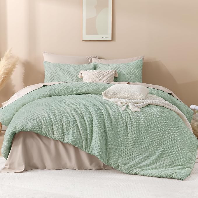 Andency Comforter Oversized King Size Set 120"x98", 3 Pieces Sage Green Soft - Image 2