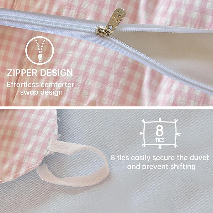BOLINLIVING Gingham Duvet Cover Full Size, Microfiber Bedding Set - Image 6