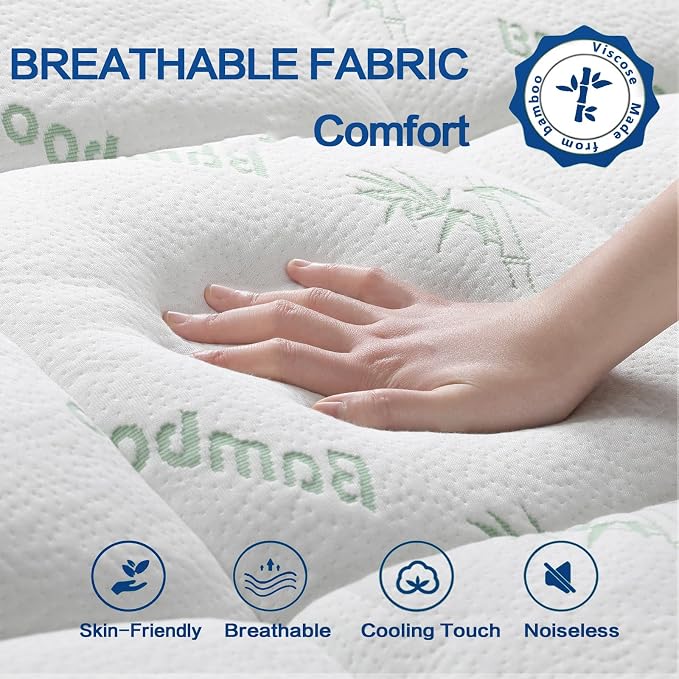Mattress Topper Short Queen RV Size, Cooling Extra Thick Breathable Viscose - Image 3