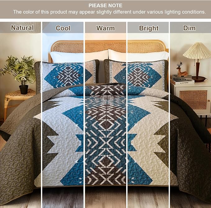 Dintszyayue Boho Quilt Set King Size, 3 Pieces Texture Southwestern Bedding Set - Image 6