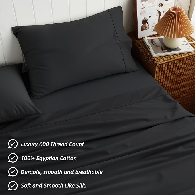 Cotton Flat Sheets Only, 600 TC 100% Cotton Flat Sheet Top Sheet Only, Twin - Image 2