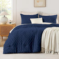 Andency Navy Blue Comforter Set Queen Size, Boho Soft Warm Tufted Bedding by Andency