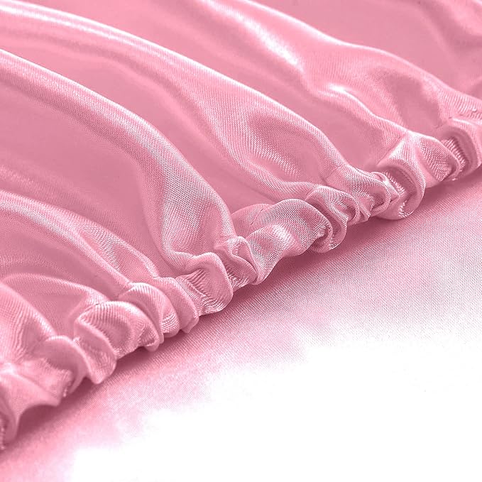 Homiest Pink Satin Fitted Sheet King Size, Deep Pocket, Luxury & Ultra Soft - Image 4