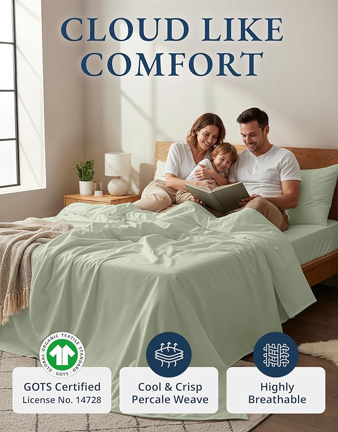 LANE LINEN 100% Mercerized Organic Cotton Twin XL Sheets Set, Soft & Comfy - Image 2