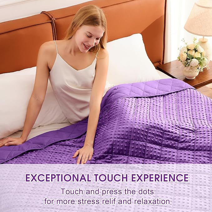 Purple Weighted Blanket for Adults 12lbs, Twin Full Size Cooling Minky Heavy - Image 3