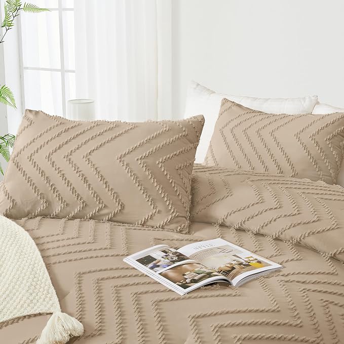Andency Taupe California King Comforter Set, Boho Cal King Soft Warm Tufted - Image 4