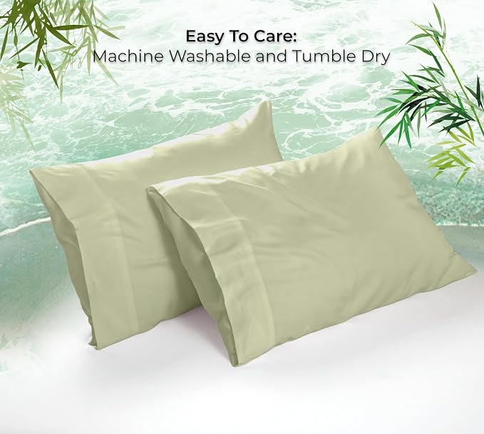Royale Linens Cooling Pillow Cases King Size Set of 2-100% Rayon Derived from - Image 9