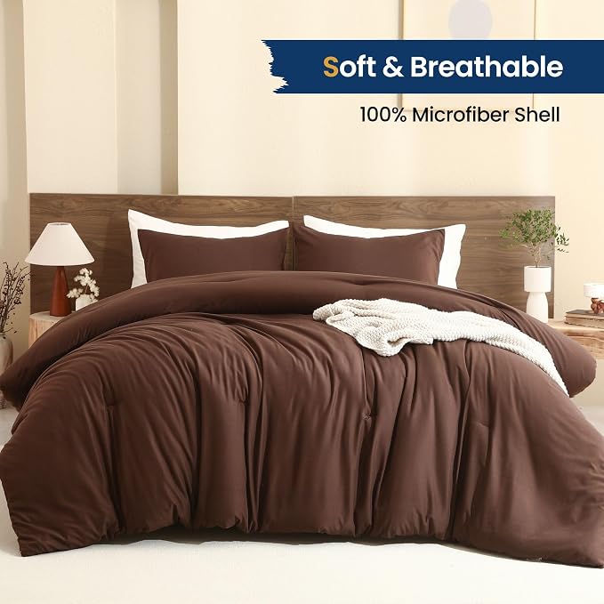 Paxrac Earthy Brown California King Comforter, 3 Pieces Oversized King - Image 2