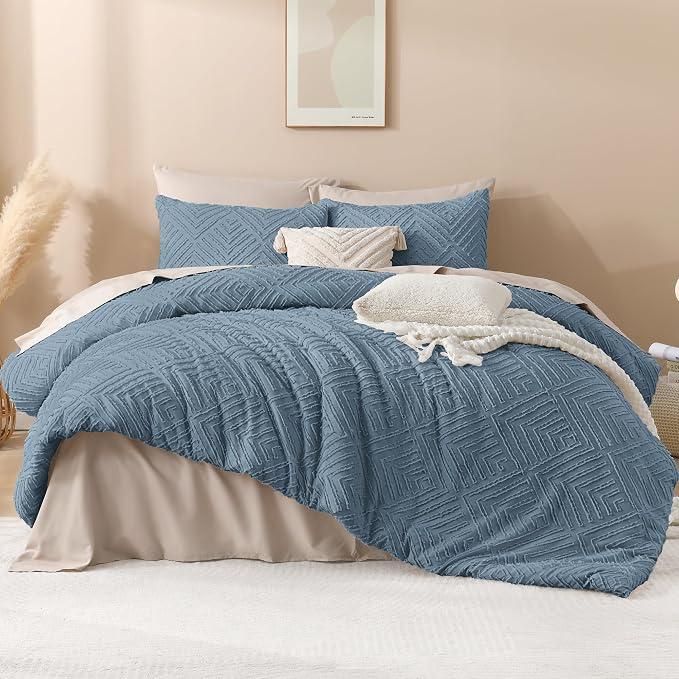 Andency Blue Comforter Set Full Size, 3 Pieces Boho Lightweight Fluffy Bedding - Image 2