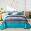 WONGS BEDDING Boho Queen Quilt Set, Lightweight Microfiber Bed Decor Bedspread by WONGSBEDDING