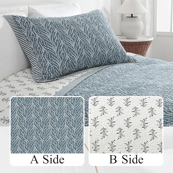 SahSahCasa Quilt Set Queen Size, 100% Cotton Quilt Bedding Set Bedspread - Image 5