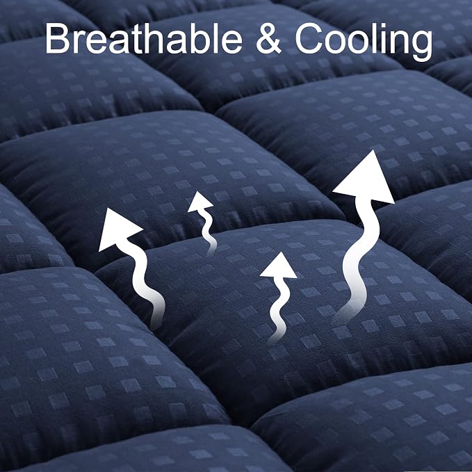HYLEORY Twin XL Mattress Pad Quilted Fitted Mattress Protector Cooling Pillow - Image 2