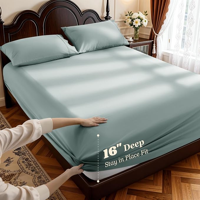 LBRO2M 1000 Thread Count 100% Egyptian Cotton Sheets Set Queen Size, 4 Piece - Image 4
