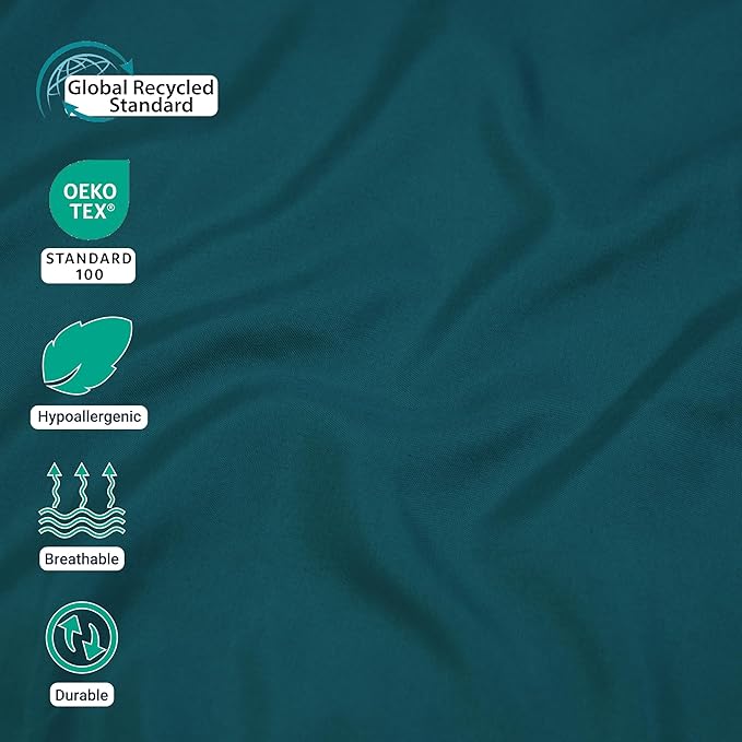 ZPECC Twin Flat Sheet Only 1 Pack, Durable Teal Top Bed Sheets Hypoallergenic - Image 2