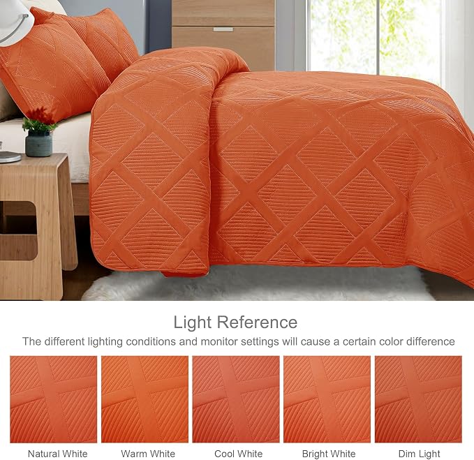 Exclusivo Mezcla King Quilt Set- Burnt Orange Quilts Bedding Set - Image 3