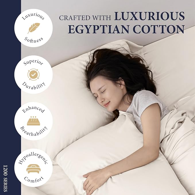 100% Egyptian Cotton Queen Size Sheets Set - Image 2