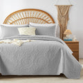 WURUIBO Light Gray Quilt Set King/Cal King Size, Embossing Microfiber Bedspreads by WURUIBO