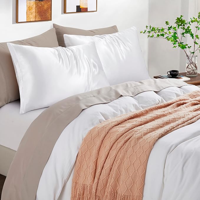 Satin Pillowcases with Zipper （20x36）, King Size Pillowcases Set of 2 - Image 2