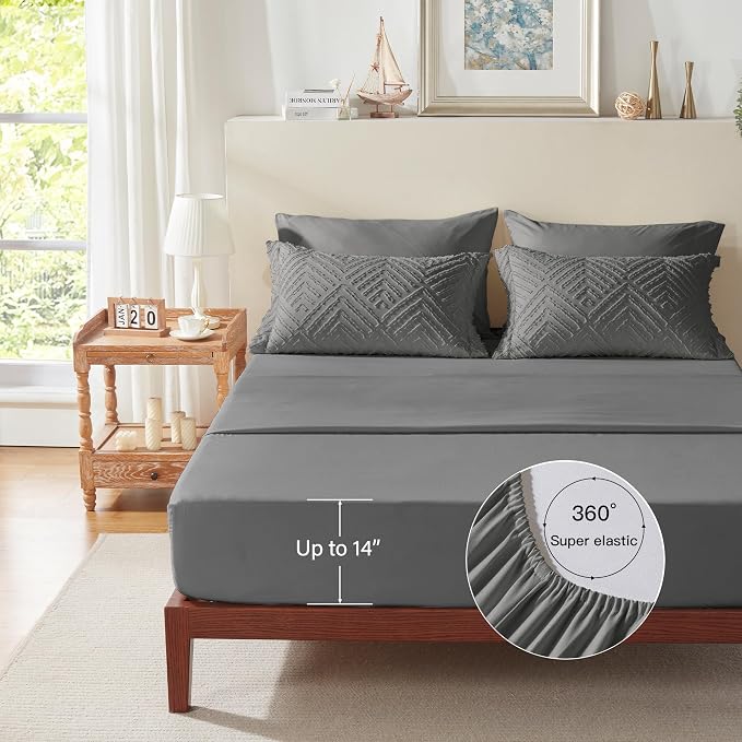 Zzlpp Twin Comforter Set 5 Pieces, Dark Grey Tufted Bed in a Bag - Image 7