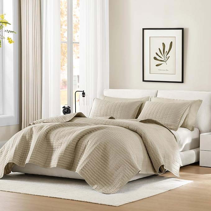 Comfort Spaces Twin Quilt Set Modern Reversible Plaid Coverlet Twin Bedding Set - Image 2