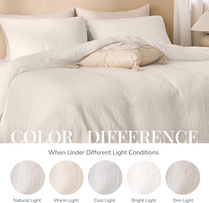 Ivory White Duvet Cover King, 100% Sandwashed Cotton Soft King Size Duvet Cover - Image 8