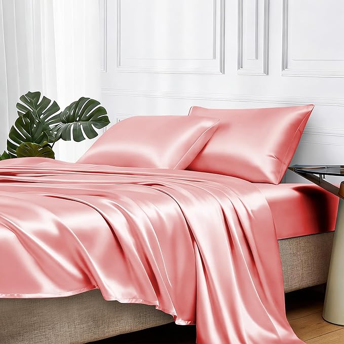 MR&HM Satin Bed Sheets, King Size Sheets Set by MRHM