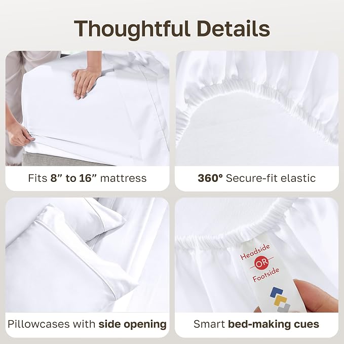 California Design Den Soft 100% Cotton King Sheet Set, 400 Thread Count Good - Image 5