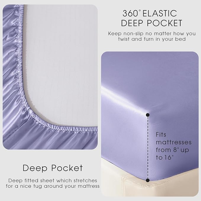 FreshCulture Satin Sheets Twin Size Bed Set - Image 4