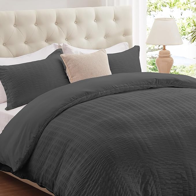 Cozyide Dark Grey Duvet Cover Full Size, 3 Pieces Bedding Duvet Covers by cozyide