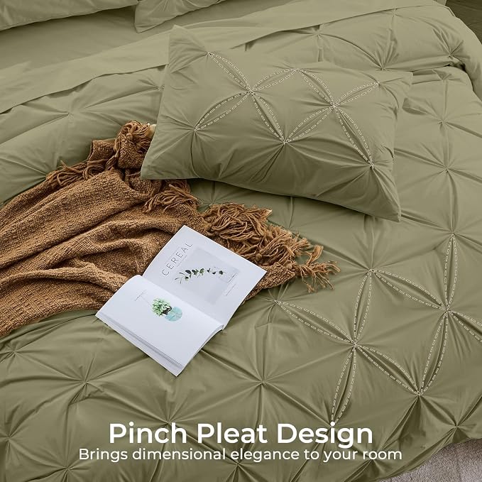 Sasttie Full Size Comforter Set, 7-Piece Bed in a Bag, Pintuck Bedding Sets - Image 4